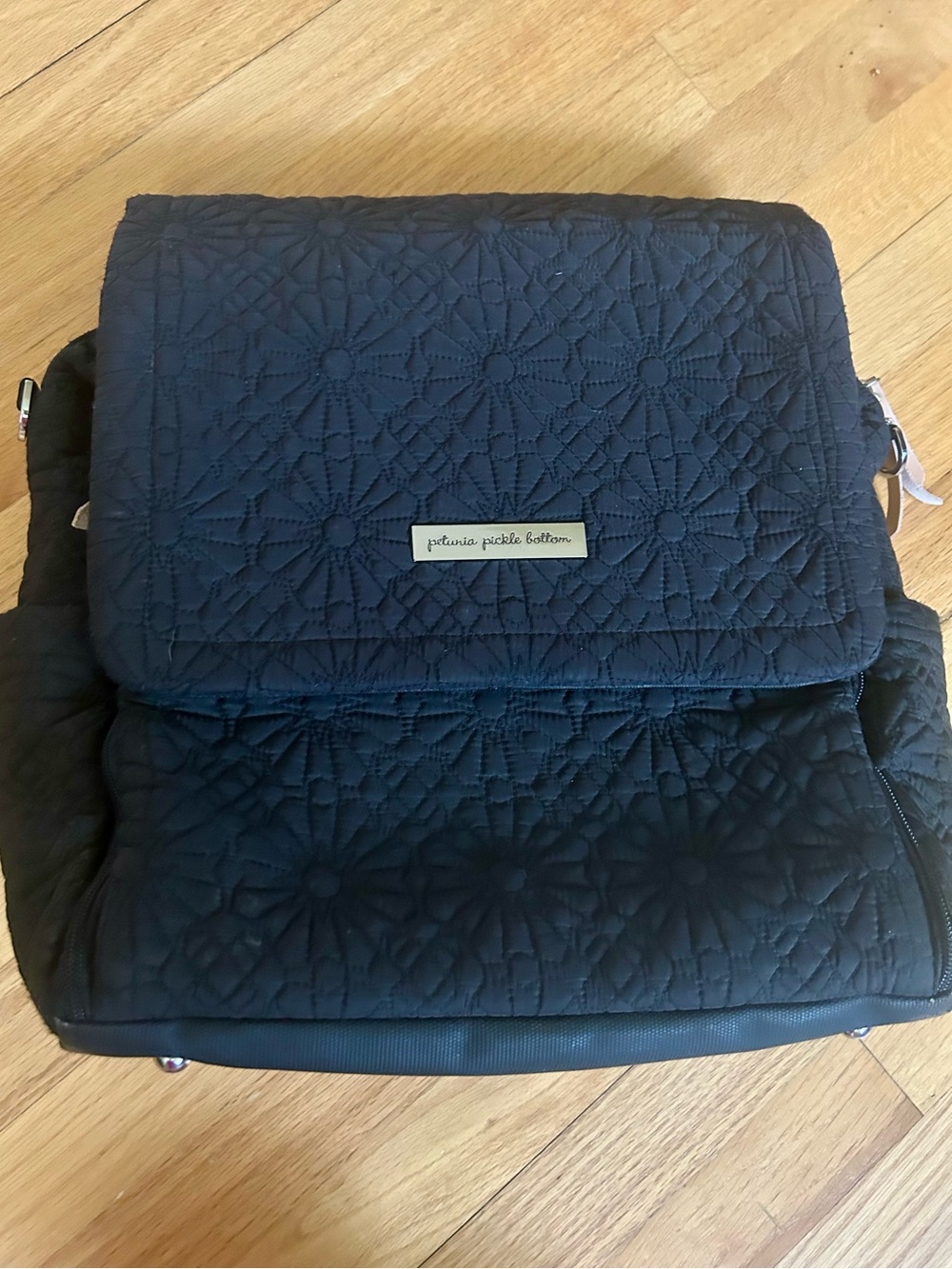 Petunia Pickle Bottom Quilted Black Backpack Diaper Bag
